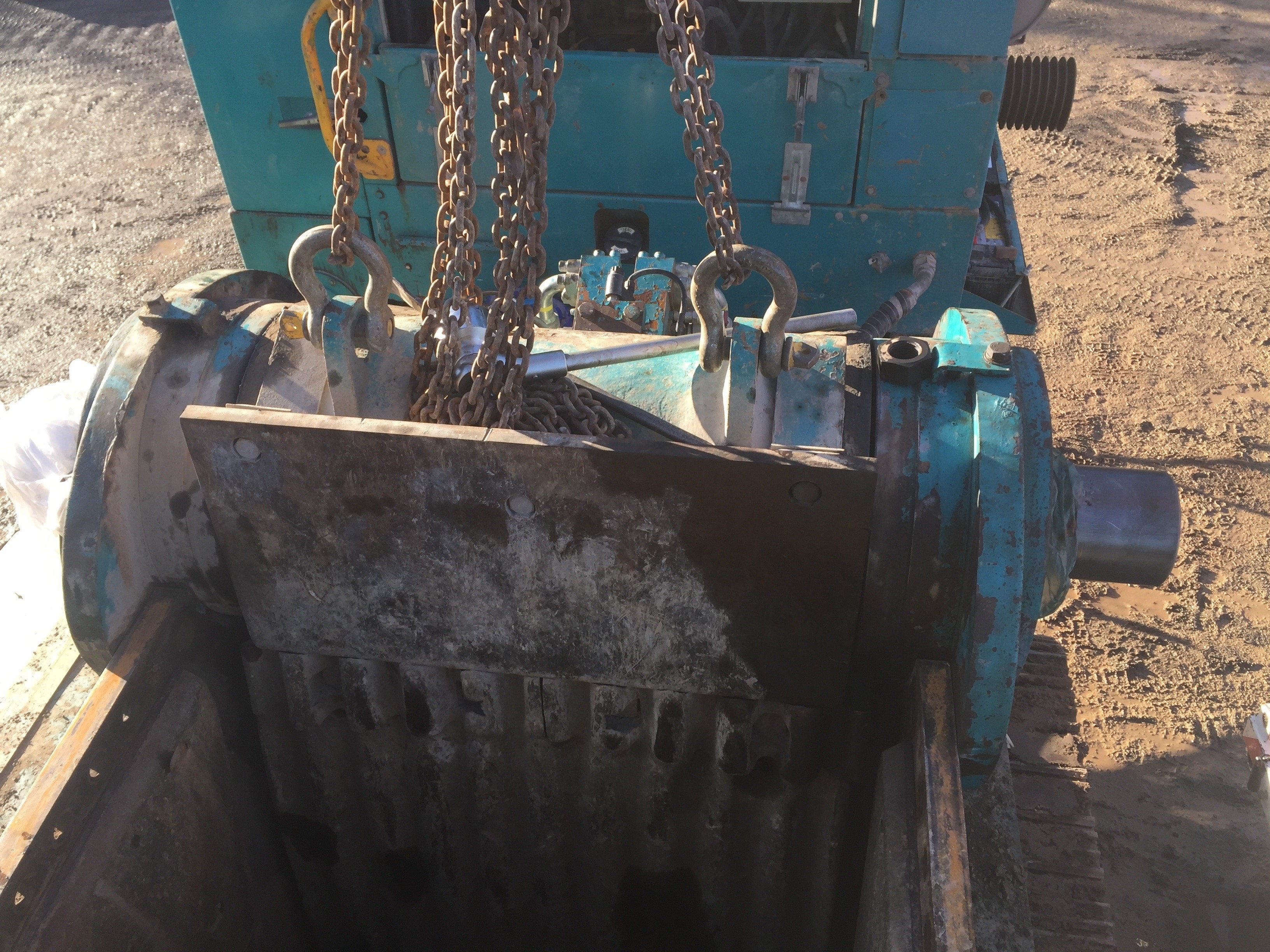 Industrial chains and metal equipment on site