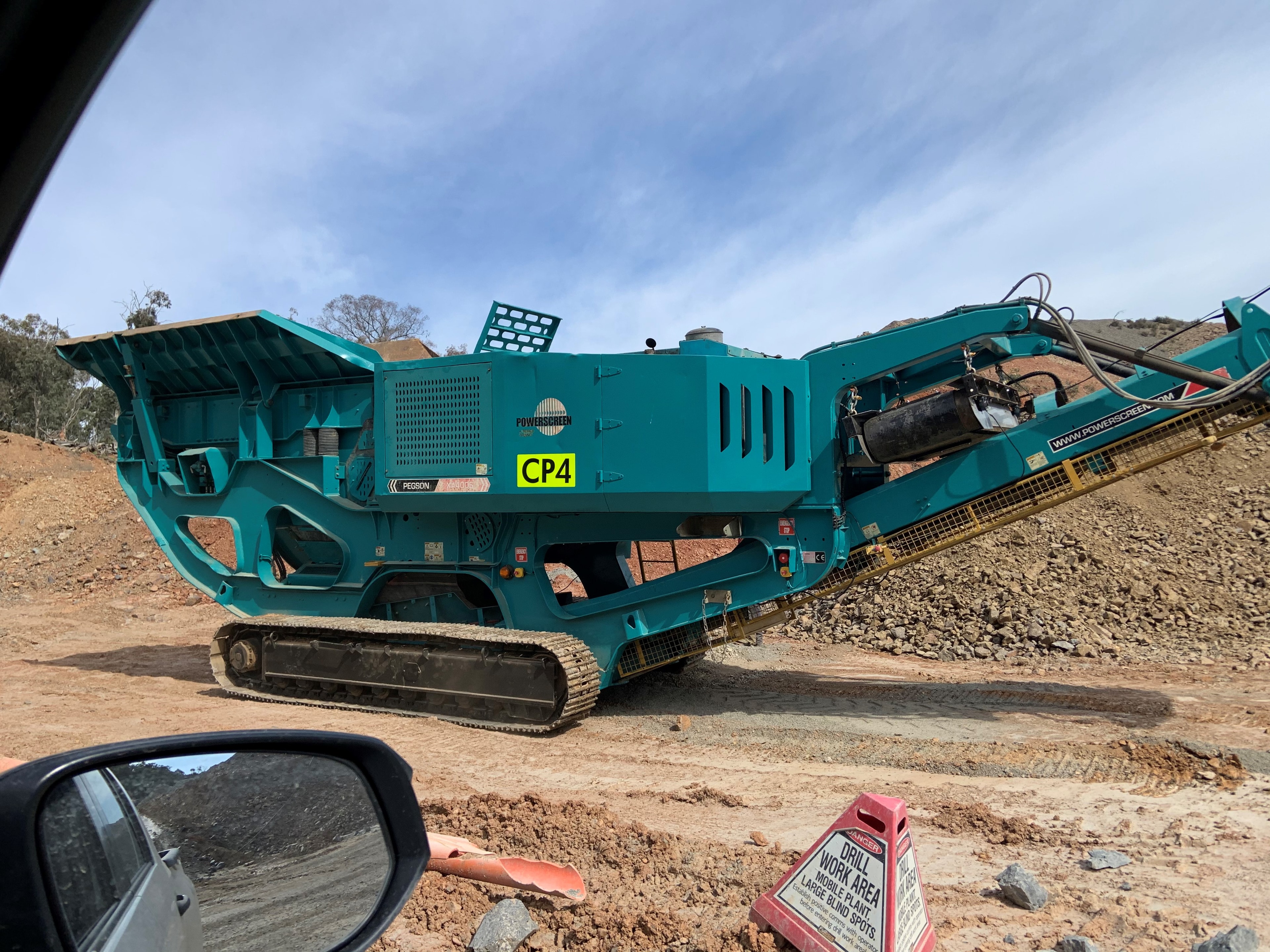 Mobile jaw crusher on construction site